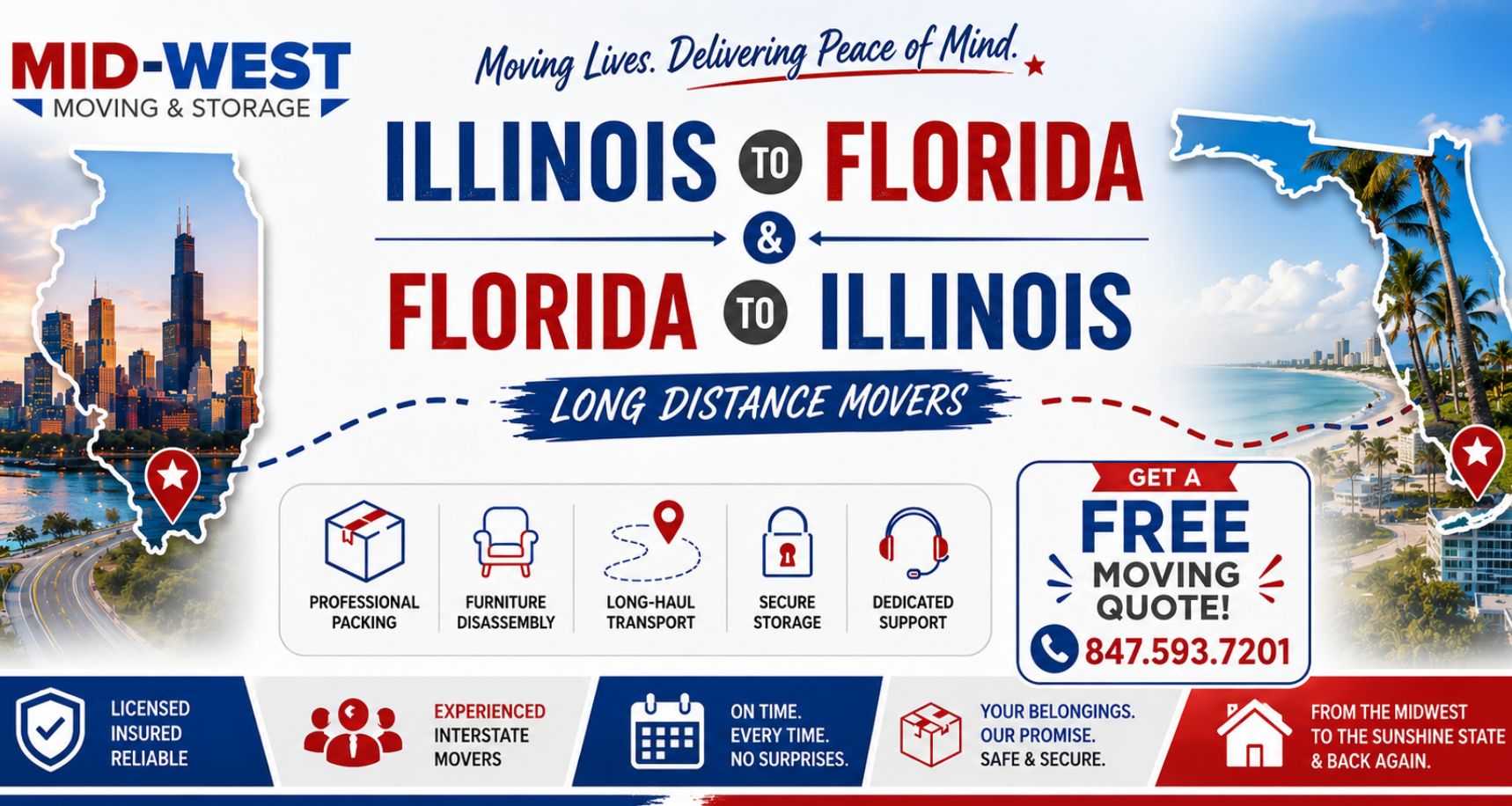 Illinois to Florida Movers and Florida to Illinois Movers